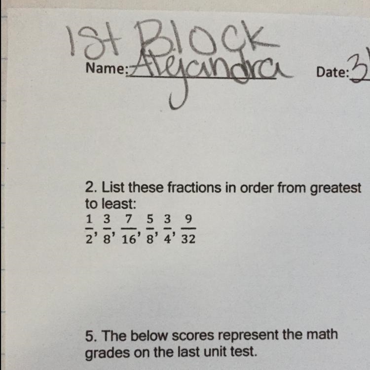 List these fractions form greasiest to least-example-1