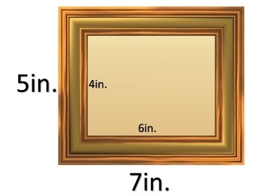 PLEASE HELP ME ASAP....!! 10 pts Find the area of *JUST* the wood portion of the frame-example-1