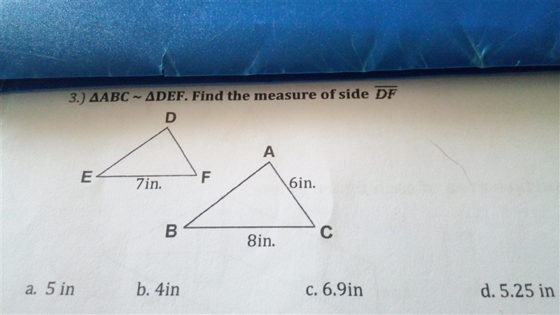 3. Find the measure of side DF. See image below.-example-1