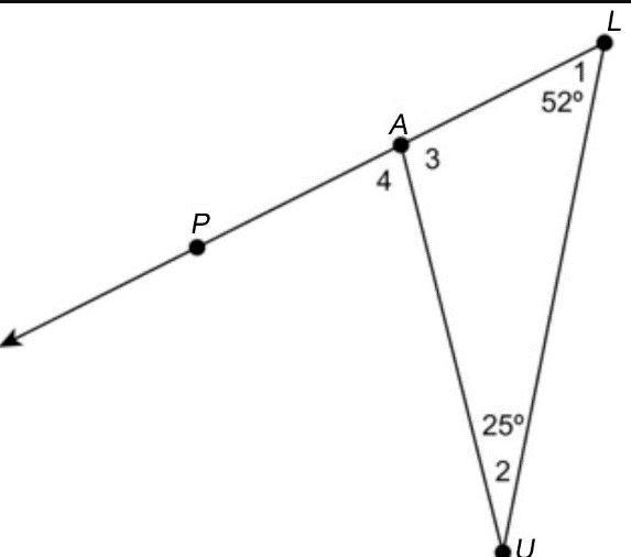 Explain why ∠4 is equal to the sum of the measures of the two nonadjacent interior-example-1