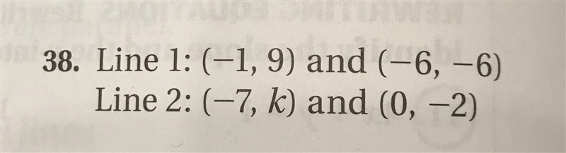 Find the value of k so that the lines through the given points are parallel. Please-example-1