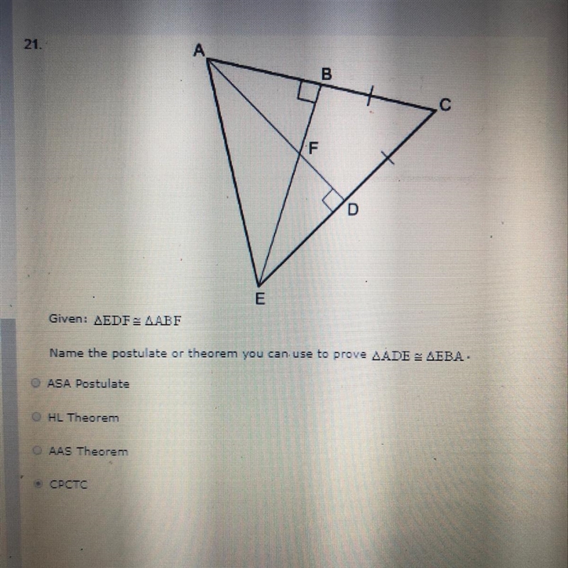 Name the postulate or theorem you can use to prove ADE=EBA?-example-1