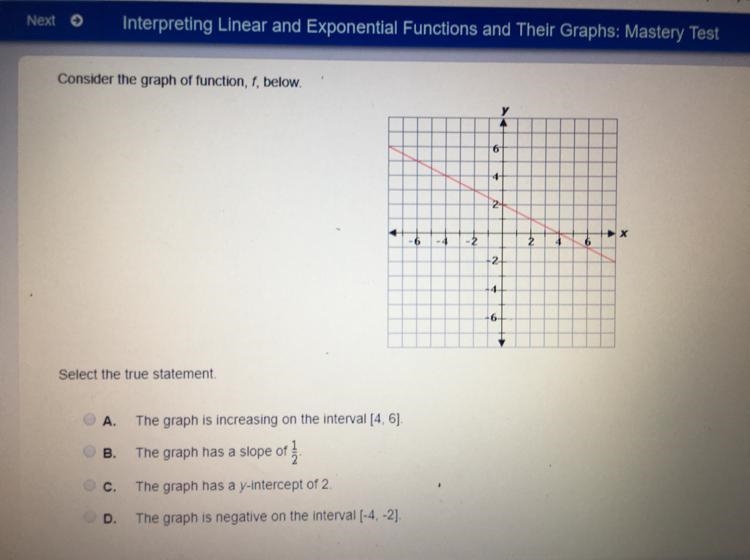 Consider the graph of function f below select the true statement-example-1