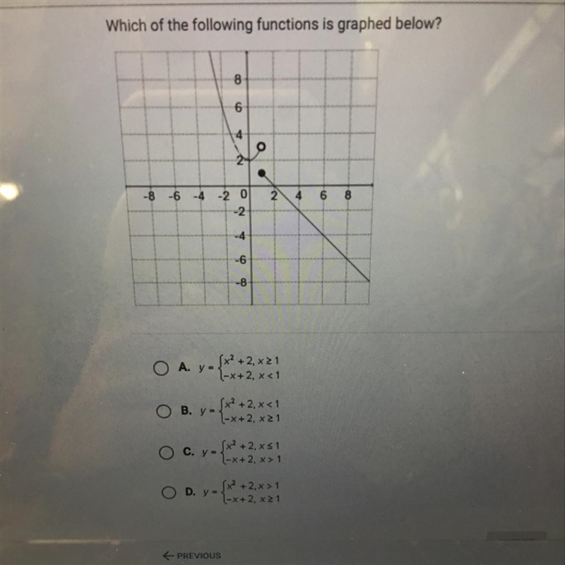 Which of the following functions is graphed below?-example-1