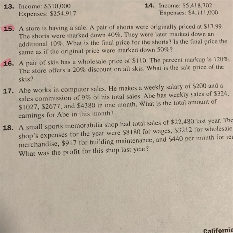 HELP! Due to tomorrow! I need some help in the problems #15, 16. Please :(!-example-1