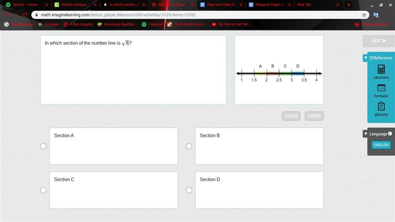 In which section of the number line is 8–√?-example-1