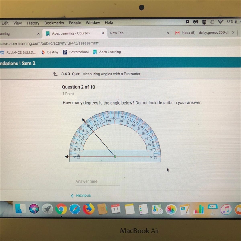 1 Point How many degrees is the angle below-example-1