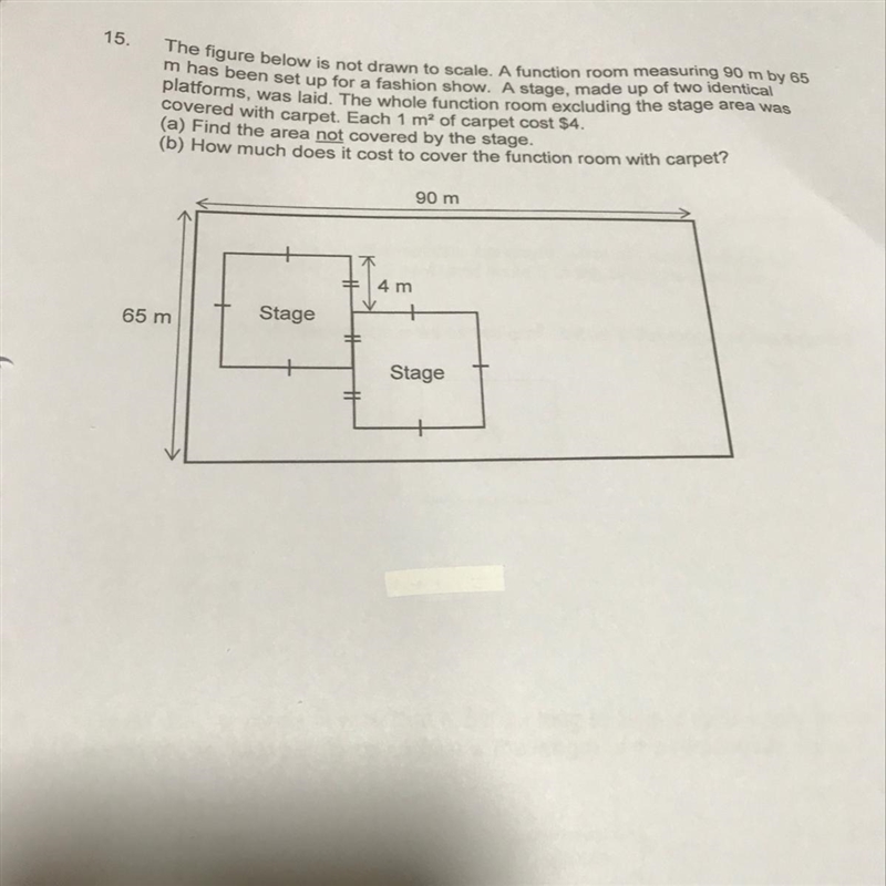 What is the area not covered by the stage-example-1