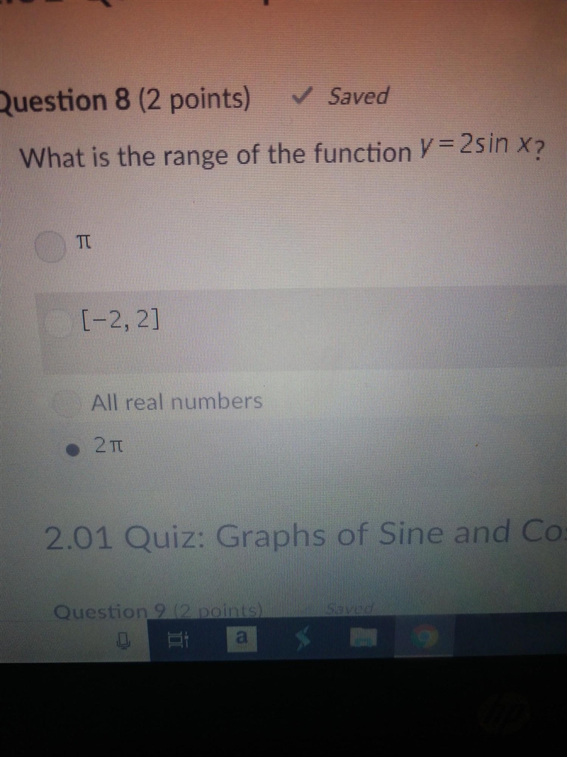 What is the range of the function y= 2sinx​-example-1