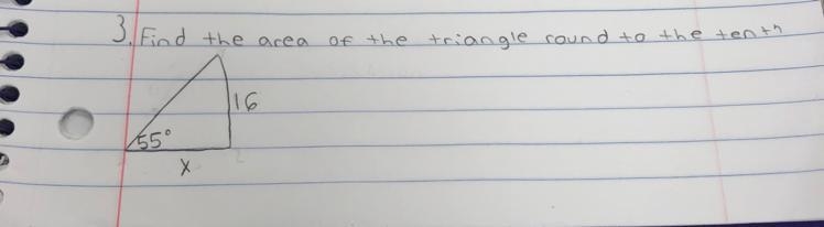 Find the area of the triangles round to the tenth. Show steps please!-example-1