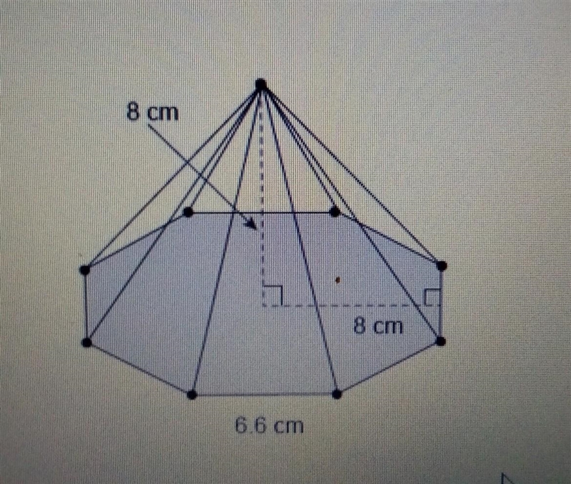 HELP PLEASE, QUICKLY!!!!! what is the lateral area of this regular octagonal pyramid-example-1