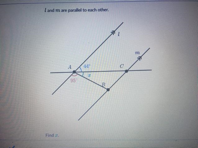 L and m are parallel each other Find x-example-1