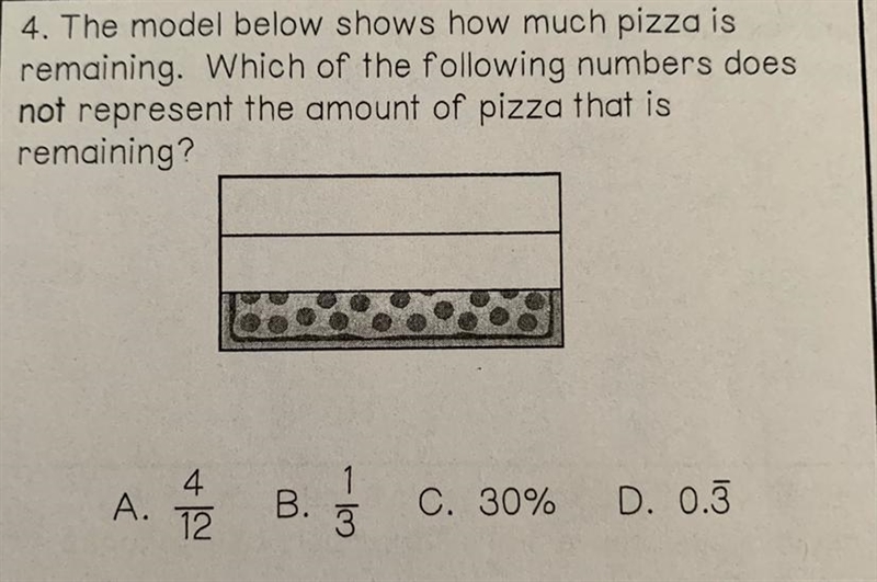 Which of the following numbers does NOT represent the amount of pizza that is remaining-example-1