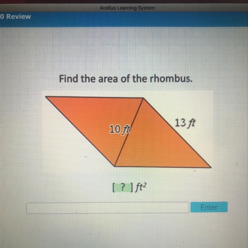 Find the Area of the rhombus. Please need help-example-1