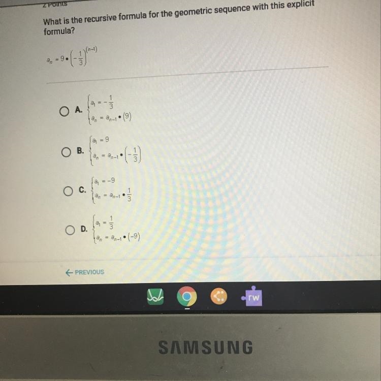 What is the recursive formula for the geometric sequence with this explicit formula-example-1