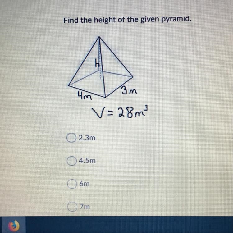 Find the height of the given pyramid.-example-1