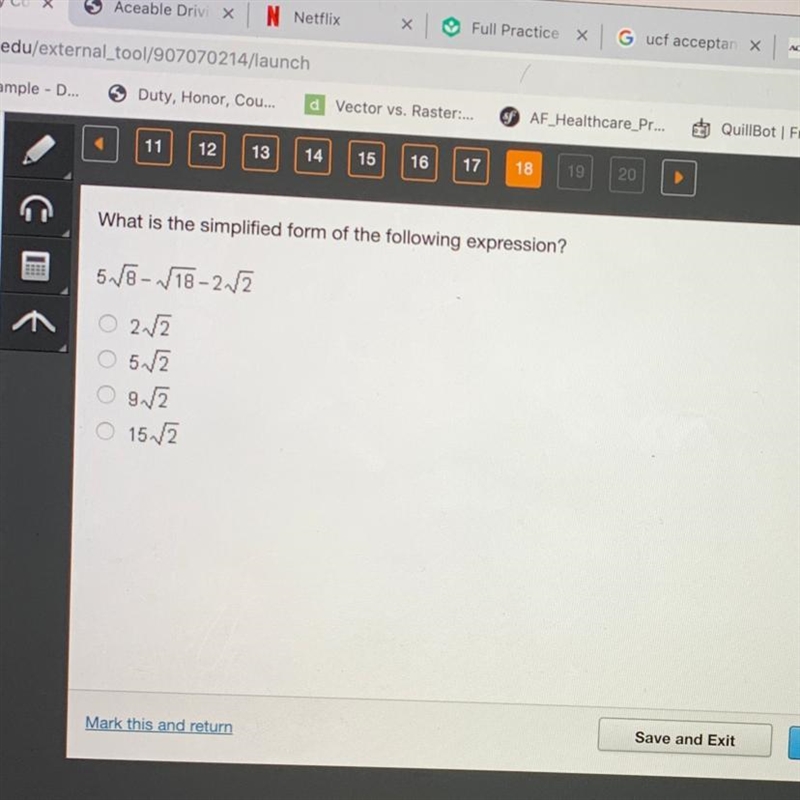 HELPPP!! ASAP What is the simplified form of the following expression? 5 sqrt 8 - sqrt-example-1