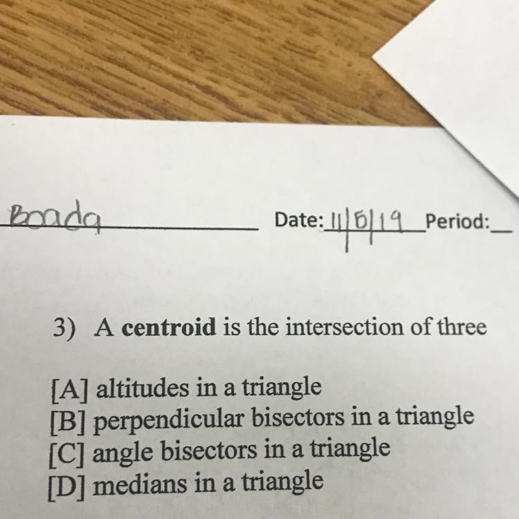 A centriod is the intersection of three?-example-1