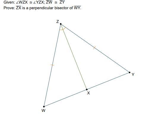 Use a paragraph, flow chart, or two-column proof to prove that ZX is the perpendicular-example-1