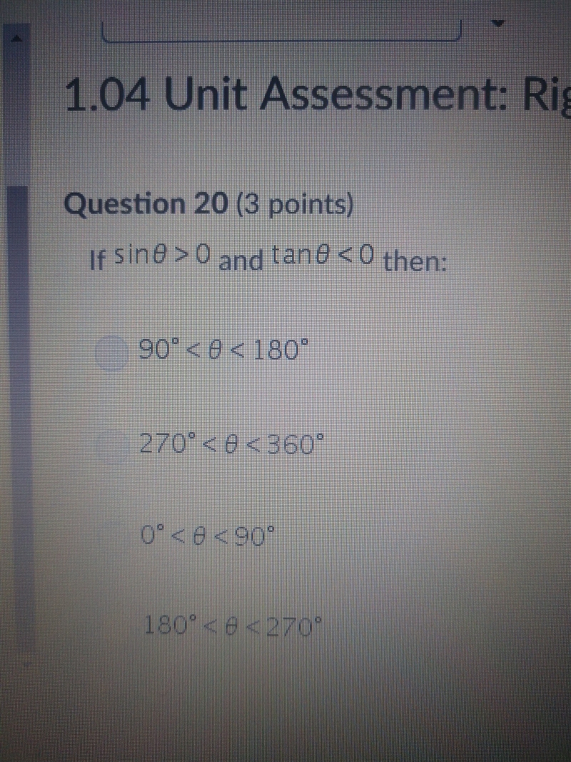 If sin theta >0 and tan there <0 then: please help ​-example-1