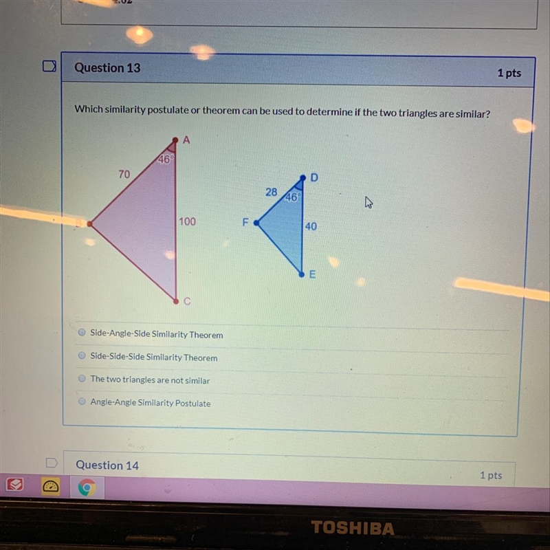 Which similarity postulate or theorem can be used to determine if the two are similar-example-1