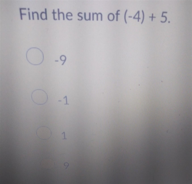 Find the sum of (-4) + 5.​-example-1