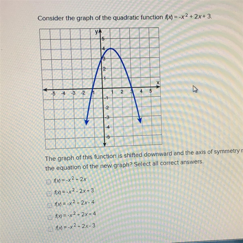 The graph of this function is shifted downwards and the axis of symmetry remains x-example-1