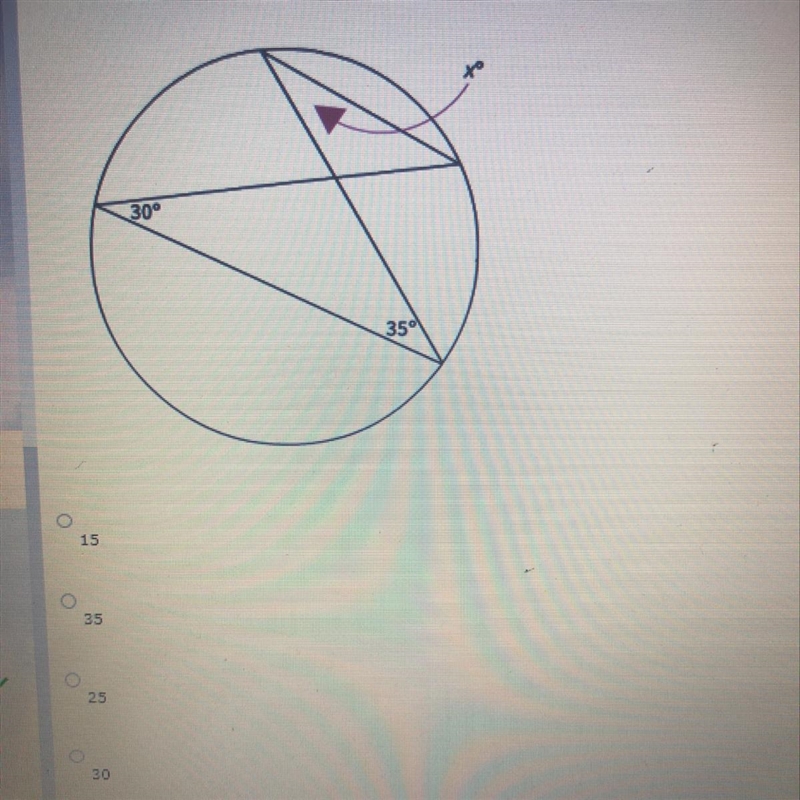 What is the value of x? Answer options: 15, 35, 25, 30-example-1