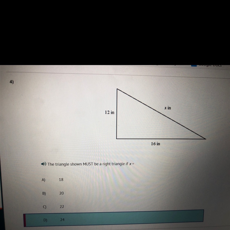 The triangle shown MUST be a right triangle x=-example-1