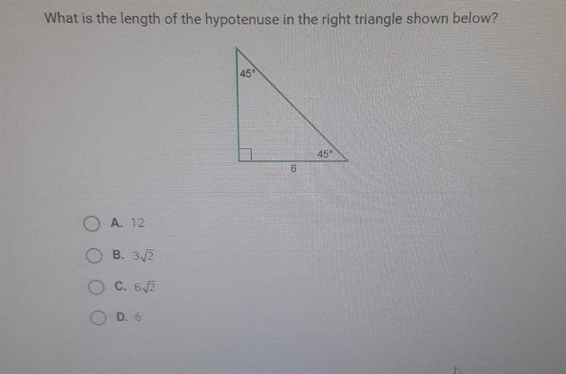 What is the length of the hypotenuse in the right triangle shown below? ​-example-1