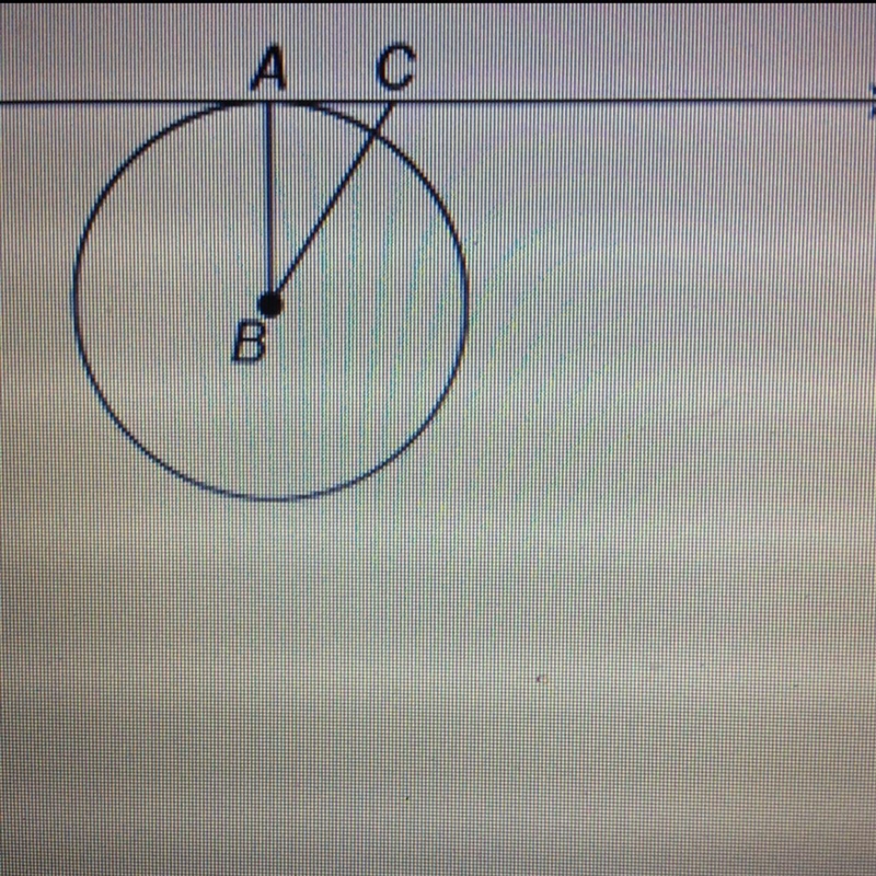 AC is tangent to the circle with center at B. The measure of angle ACB is 58 degrees-example-1