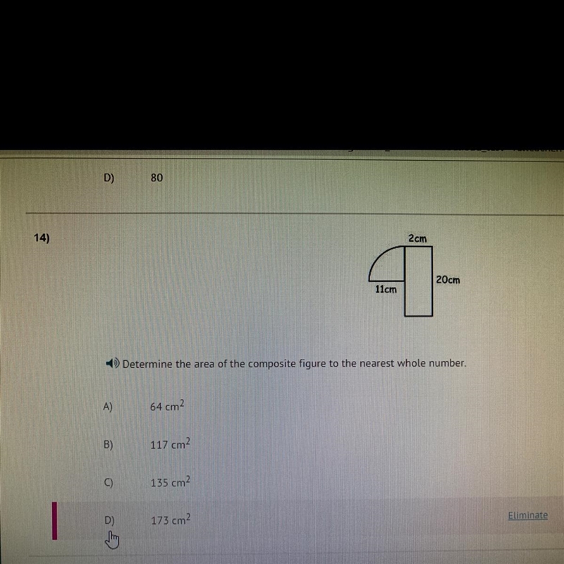 Determine the area of the composite figure to the nearest whole number-example-1