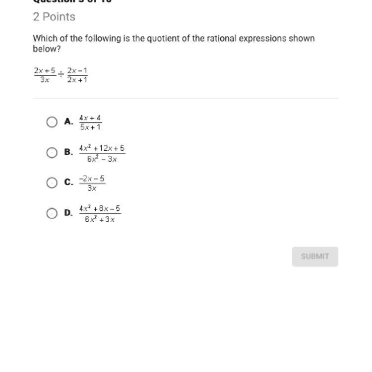 Which of the following is the quotient of the rational expression shown below?-example-1