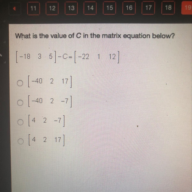 What is the value of C in the matrix equation below?-example-1