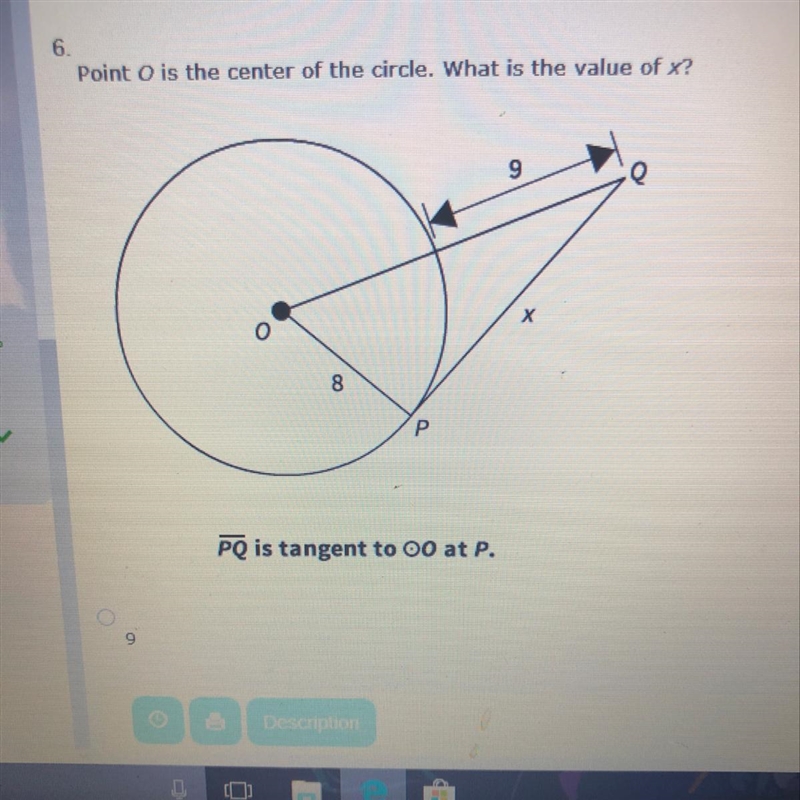 Point O is the center of the circle. What is the value of X? Answer options: 9, 17, 8, 15-example-1