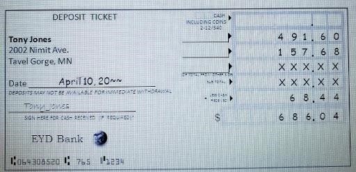 Consider the following incomplete deposit ticket: What was the value of the third-example-1