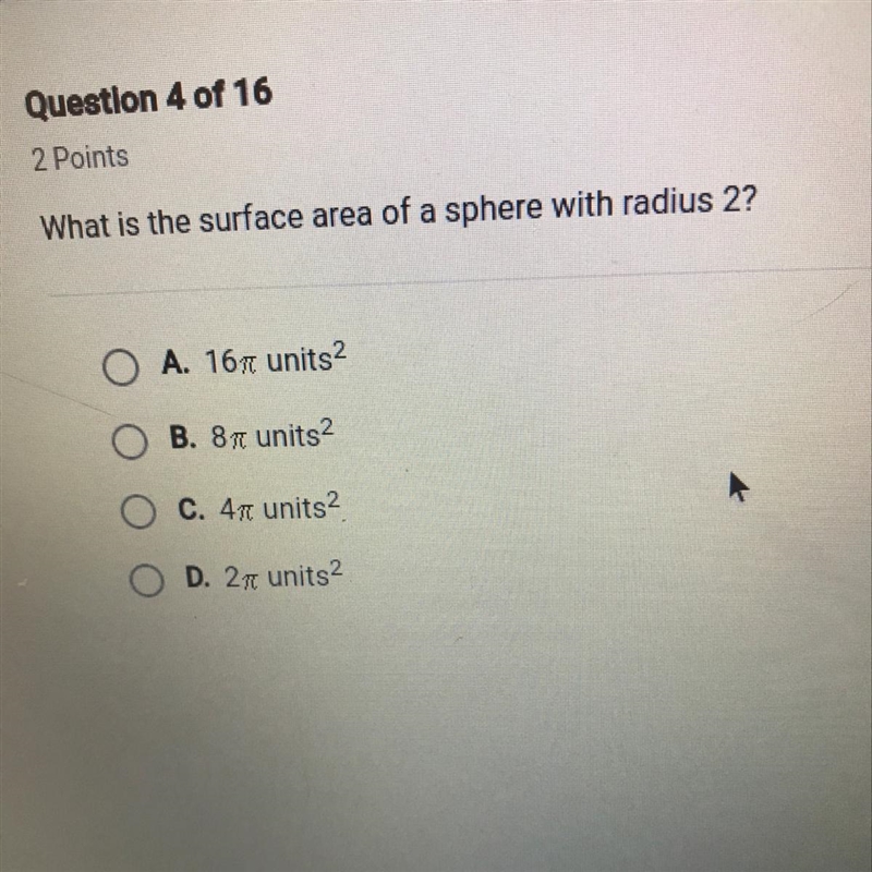 What is the surface area of a sphere with radius 2-example-1