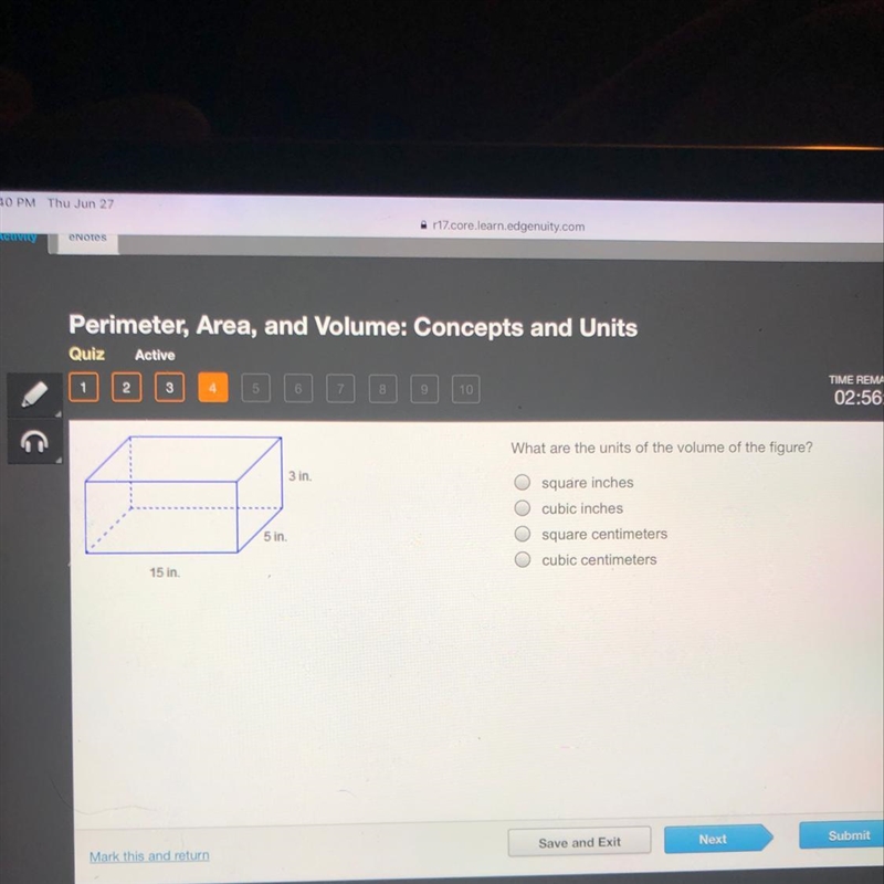 What are the units of the volume of the figure? Please help-example-1