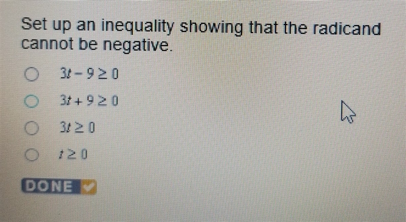 SOMEONE PLEASE HELP! Set up an inequality showing that the radicand cannot be negative-example-1