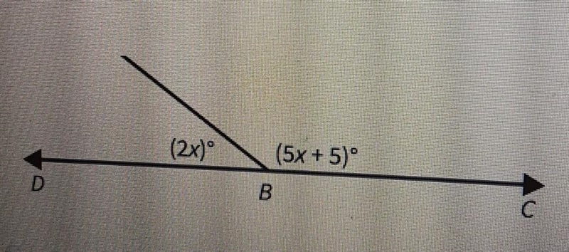 Find m2ABC. (2x)=(5x+5) OPTIONS 25 60 50 130 ​-example-1