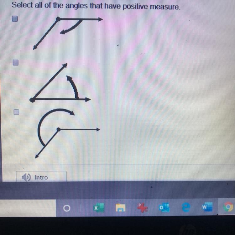 Select all of the angles that have a positive measure-example-1