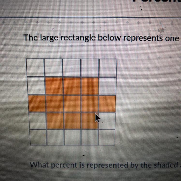 The large rectangle below represents one whole. What percent is represented by the-example-1