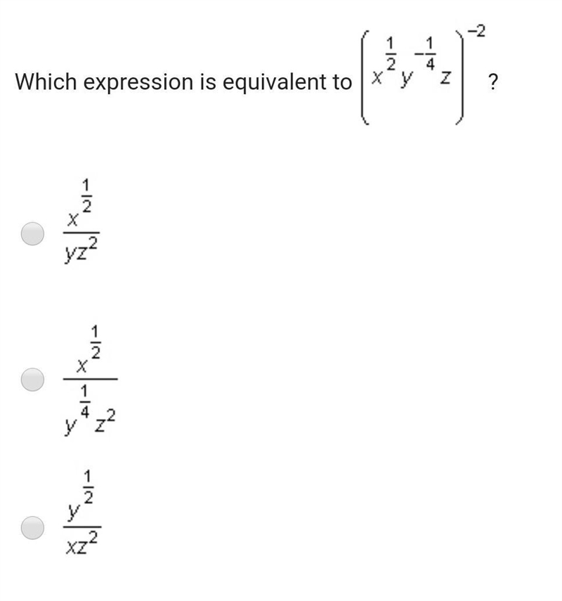 Which expression is equivalent to ? ​-example-1