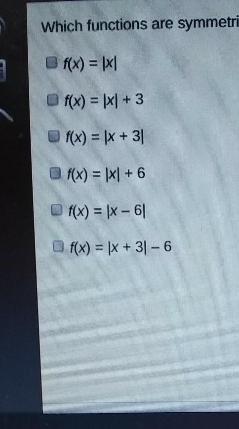 Which functions are symmetric with respect to the y axis ​-example-1