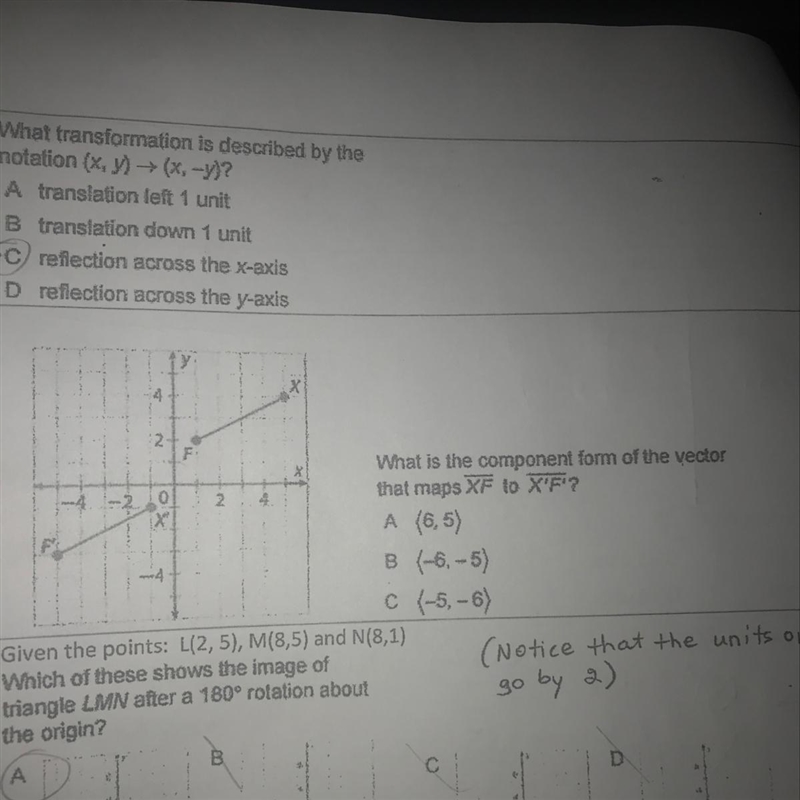 What is the component form of the vector that maps XF to X’F’ ?-example-1