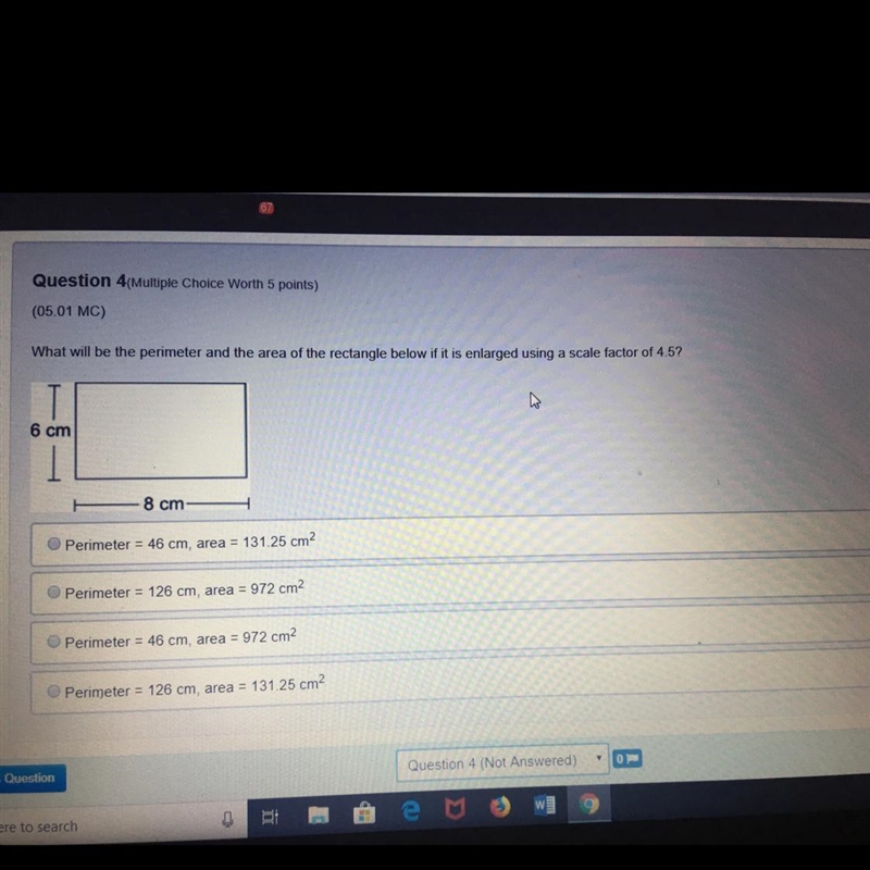 What is the area and perimeter of 6 and 8 with a scale factor of 4.5-example-1