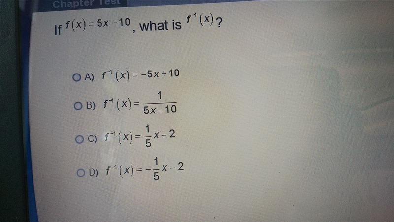 If f(x)=5x-10 what is f^-1(x)?-example-1