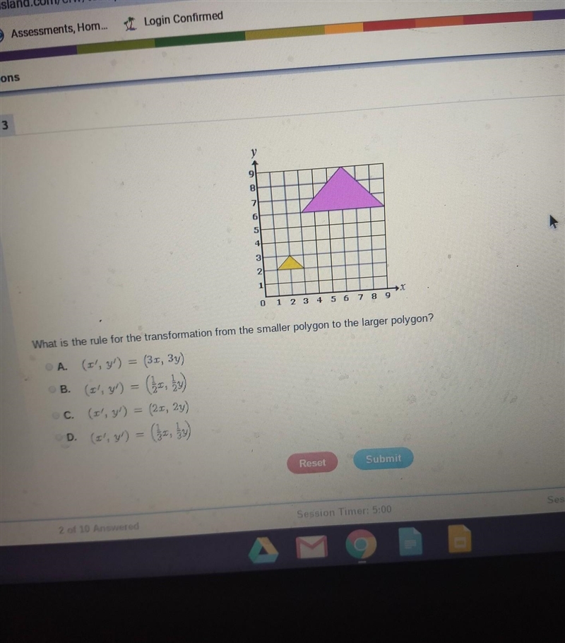 what is the rule for the transformation for the smaller polygon to the larger polygon-example-1