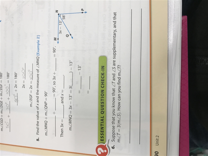 Find the value of X and the measure of angle MNQ-example-1