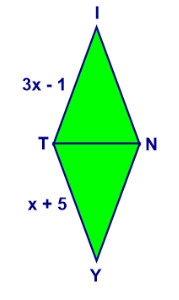 Quadrilateral TINY is a rhombus. Find the length of IN. Please Help!-example-1